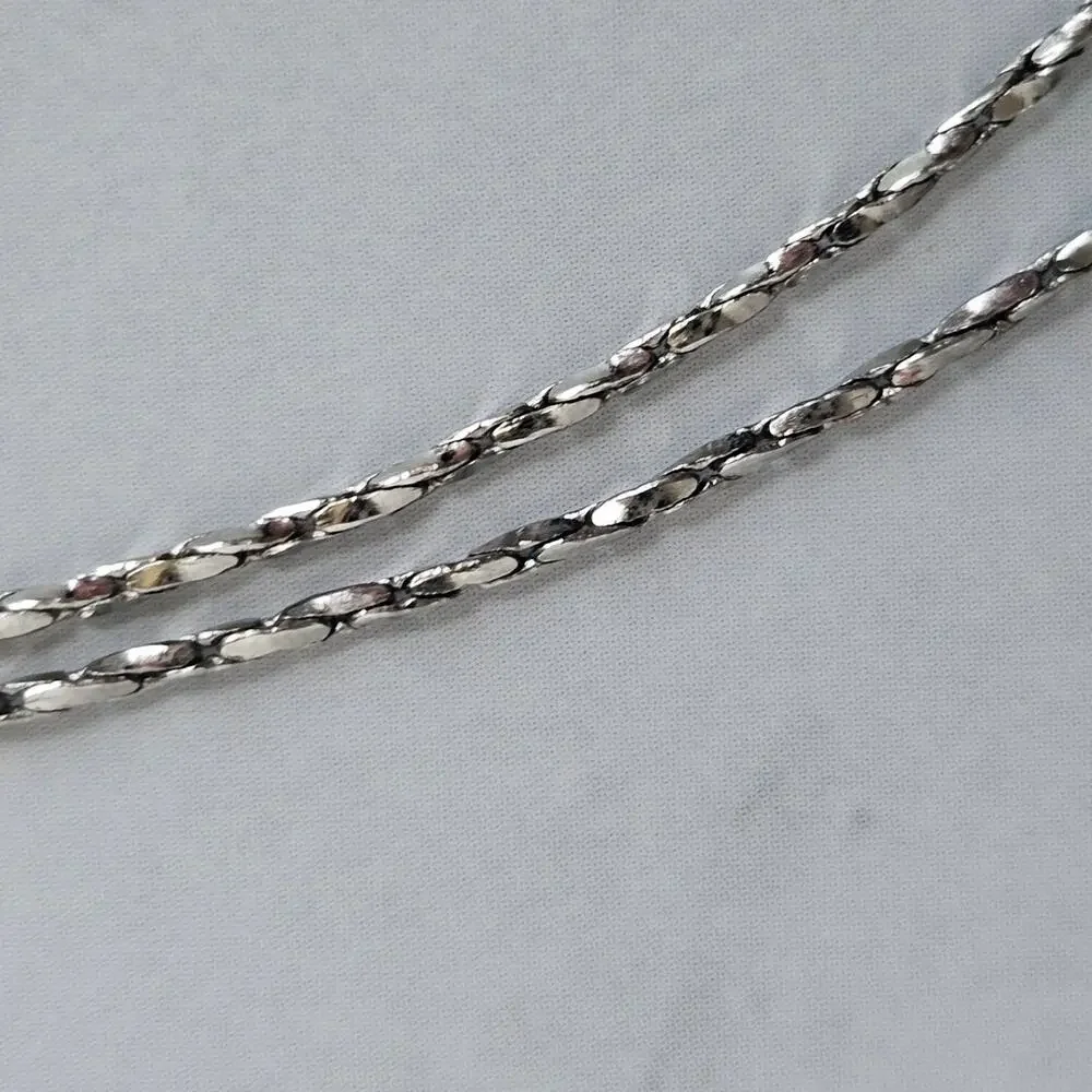 VTG 18K GP Double Heart Rhinestone Pendant Necklace Silver Tone Gold Plated